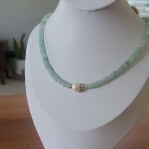 Jade Beaded Necklace with Freshwater Pearl